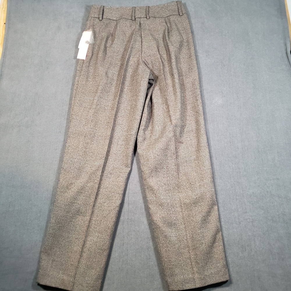 Dressbarn Dress Pants Womens 8 Brown Glen Plaid Wide Leg Stretch Trousers NWT - Picture 2 of 9